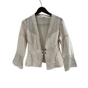 Extenzo Paris Beige Lace-Accent Womens Jacket Size 40